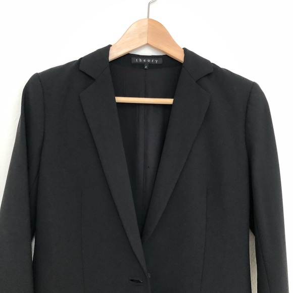 Theory Gabrielle Tailor One-Button Blazer Black Size 2 - Picture 6 of 12